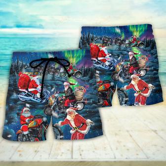 Christmas Santa Biker Crazy Driving Beach Short | Newhawaiianshirts CA