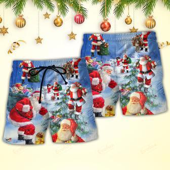 Christmas Santa Claus Is Coming Story Night Art Style Beach Short | Newhawaiianshirts CA