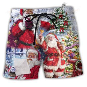 Christmas Santa Claus Is Coming To Town Beach Short | Newhawaiianshirts CA