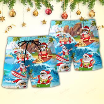 Christmas Santa Claus Play On The Beach Mele Kalikimaka Funny Beach Short | Newhawaiianshirts AU