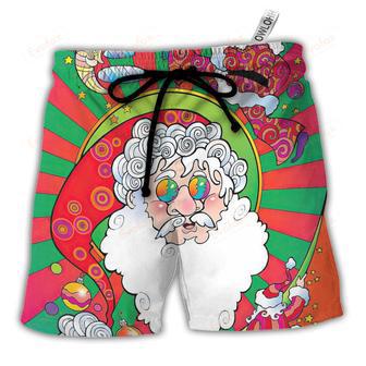 Christmas Santa Claus Psychedelic Colorful Beach Short | Newhawaiianshirts AU