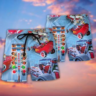 Christmas Santa Claus Start Drag Racing Light Beach Short | Newhawaiianshirts DE