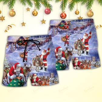 Christmas Santa Claus Story Night Gift For Xmas Painting Style Beach Short | Newhawaiianshirts UK