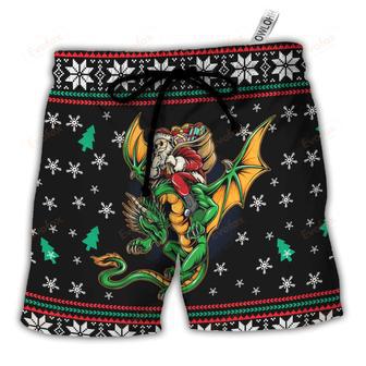 Christmas Santa Claus With Dragon Beach Short | Newhawaiianshirts