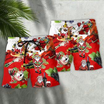 Christmas Santa Get Drunk At Christmas Party Beach Short | Newhawaiianshirts AU