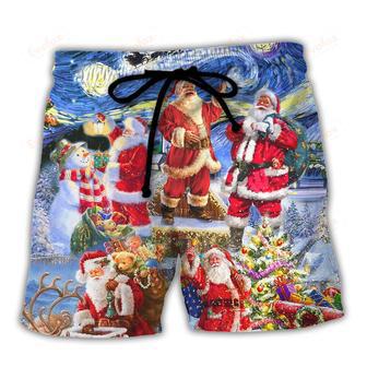 Christmas Santa Snow Night Merry Xmas Beach Short | Newhawaiianshirts UK