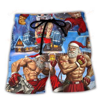 Christmas Santa Weightlifting Christmas Fitness Gym Beach Short | Newhawaiianshirts AU