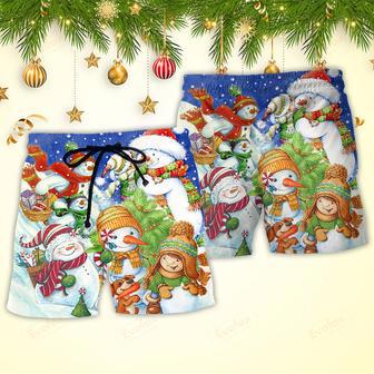 Christmas Snowman Merry Christmas Night Beach Short | Newhawaiianshirts AU