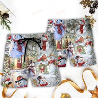 Christmas Snowman Merry Xmas Beach Short | Newhawaiianshirts AU