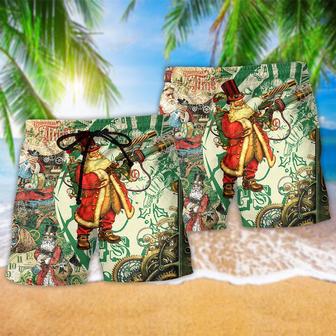 Christmas Steampunk Santa Clause Beach Short | Newhawaiianshirts CA