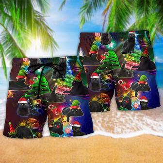 Christmas Tree Black Cat Stunning Beach Short | Newhawaiianshirts DE