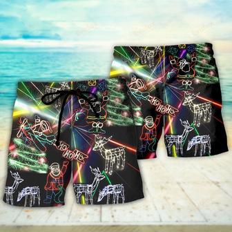 Christmas Tree Neon Art And Snowman Beach Short | Newhawaiianshirts DE