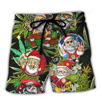 Christmas Weed Smoking Santa Hippie Beach Short | Newhawaiianshirts