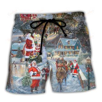 Christmas Wonderful Time Of The Year Santa Claus Coming Beach Short | Newhawaiianshirts AU