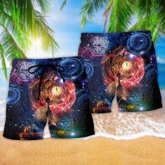 Clock Let's Get Back To The Future Cause Time Flies Mysterious Galaxy Beach Short | Newhawaiianshirts