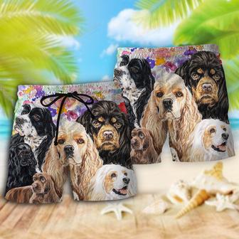 Cocker Spaniel And Flowers Dog Lover Beach Short | Newhawaiianshirts