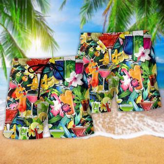 Cocktail And Flowers Beautiful Beach Short | Newhawaiianshirts AU