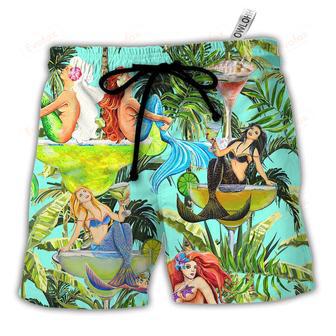 Cocktail And Mermaid Fantasy Beautiful Tropical Beach Short | Newhawaiianshirts DE