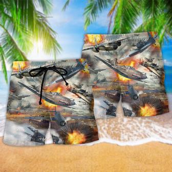 Combat Aircrafts Fire War Beach Short | Newhawaiianshirts AU