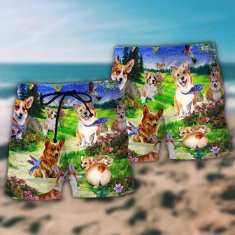 Corgi Dogs Love Sky Floral Beach Short | Newhawaiianshirts UK