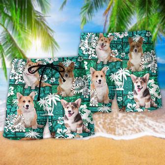 Corgi Lover Green Tropical Life Beach Short | Newhawaiianshirts AU