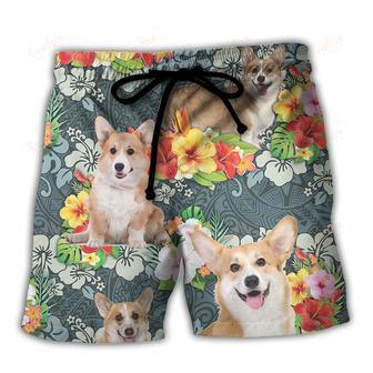 Corgi Tropical Floral Style Beach Short | Newhawaiianshirts DE