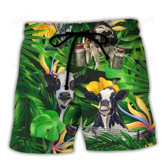 Cow Dancing And Play Funny Tropical Style Beach Short | Newhawaiianshirts CA