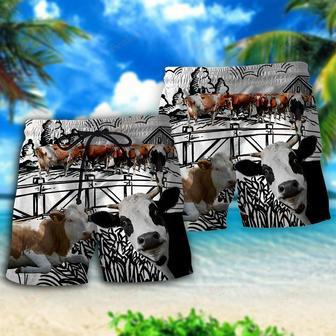 Cow Farm Funny Art Beach Short | Newhawaiianshirts AU