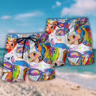 Cow Funny Amazing Colorful Beach Short | Newhawaiianshirts AU