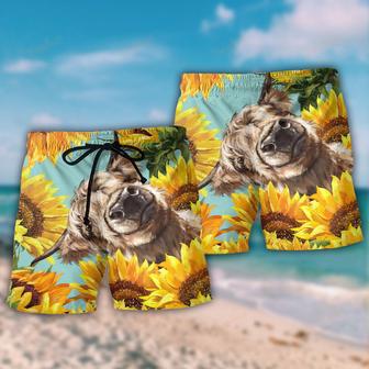 Cow Happy Life With Sunflower Beach Short | Newhawaiianshirts CA