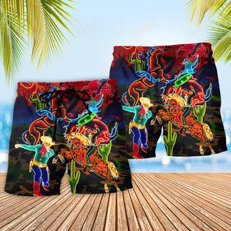 Cowboy Neon Riding Horse Desert Beach Short | Newhawaiianshirts AU