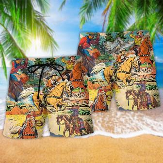 Cowboy Real Men Ride Horses So Much Fun Beach Short | Newhawaiianshirts UK