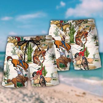 Cowboy Western Desert And Cactus Tropical Beach Short | Newhawaiianshirts CA