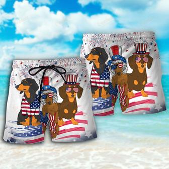 Dachshund Independence Day Is Coming Beach Short | Newhawaiianshirts AU