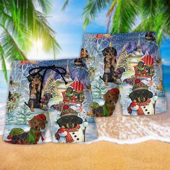 Dachshund Through The Snow Christmas Beach Short | Newhawaiianshirts AU