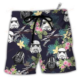 Darth Stormtrooper Helmet Tropical Pattern Beach Short | Newhawaiianshirts UK