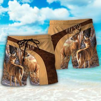 Deer Here Lives An Old Buck And His Sweet Doe Beach Short | Newhawaiianshirts AU