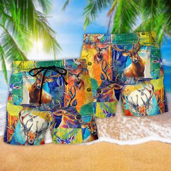 Deer Love Animals Style Beach Short | Newhawaiianshirts AU