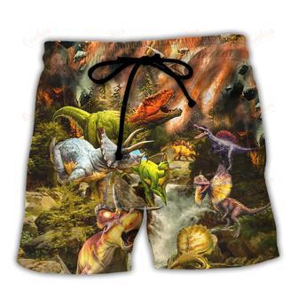 Dinosaur Disastrous War Art Style Beach Short | Newhawaiianshirts CA