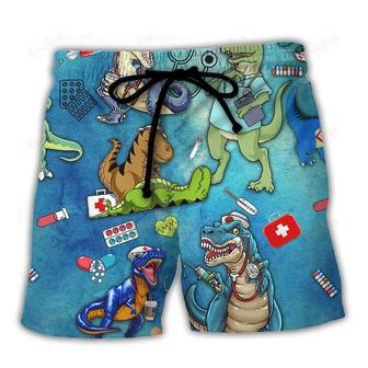 Dinosaur Sorry The Nice Nurse Is On Vacation Beach Short | Newhawaiianshirts UK