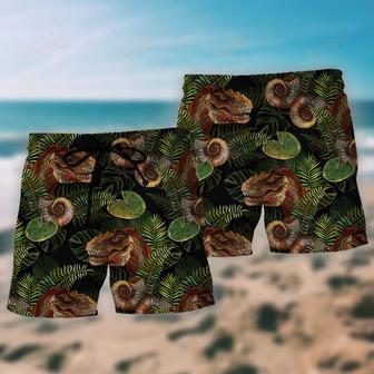 Dinosaur Tropical Green Leaves Beach Short | Newhawaiianshirts UK