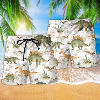 Dinosaur Tropical Style White Style Beach Short | Newhawaiianshirts AU