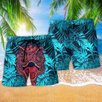 Dinosaur World Summer Tropical Leaf Beach Short | Newhawaiianshirts DE