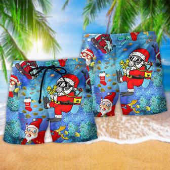 Diving Christmas Santa Claus Dives Beach Short | Newhawaiianshirts AU