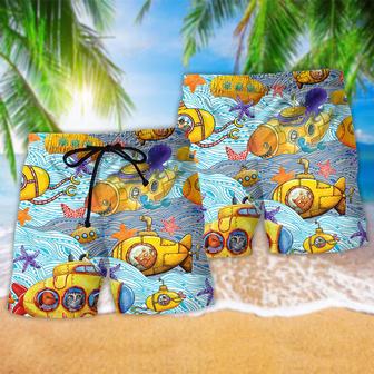 Diving Into The Ocean Submarines Beach Short | Newhawaiianshirts DE