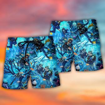 Diving Under The Sea Art Style Beach Short | Newhawaiianshirts