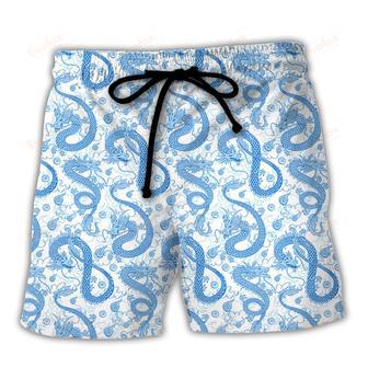 DnD Blue Dragon And White Beach Short | Newhawaiianshirts AU