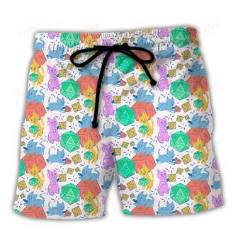 DnD Cat Cute Rolling Dice Beach Short | Newhawaiianshirts CA