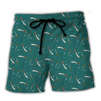 DnD Masters Of Swords Pattern Beach Short | Newhawaiianshirts CA