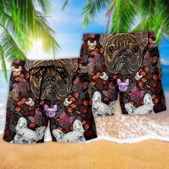 Dog Bulldog Embroidery So Cute Beach Short | Newhawaiianshirts AU